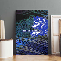 Fenrir Canvas Wall Art with Blue Wolf, Runes and Ragnarok End of Gods Tribute - Wonder Print Shop
