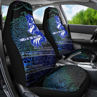 Fenrir Car Seat Cover with Blue Wolf, Runes and Ragnarok End of Gods Tribute - Wonder Print Shop