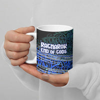 Fenrir Ceramic Mug with Blue Wolf, Runes and Ragnarok End of Gods Tribute - Wonder Print Shop