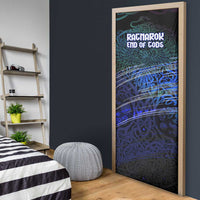 Fenrir Door Cover with Blue Wolf, Runes and Ragnarok End of Gods Tribute - Wonder Print Shop