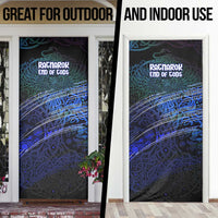 Fenrir Door Cover with Blue Wolf, Runes and Ragnarok End of Gods Tribute - Wonder Print Shop