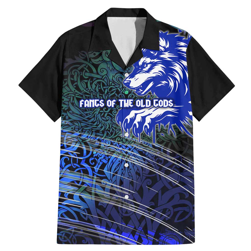 Fenrir Family Matching Mermaid Dress and Hawaiian Shirt with Blue Wolf, Runes and Ragnarok End of Gods Tribute - Wonder Print Shop