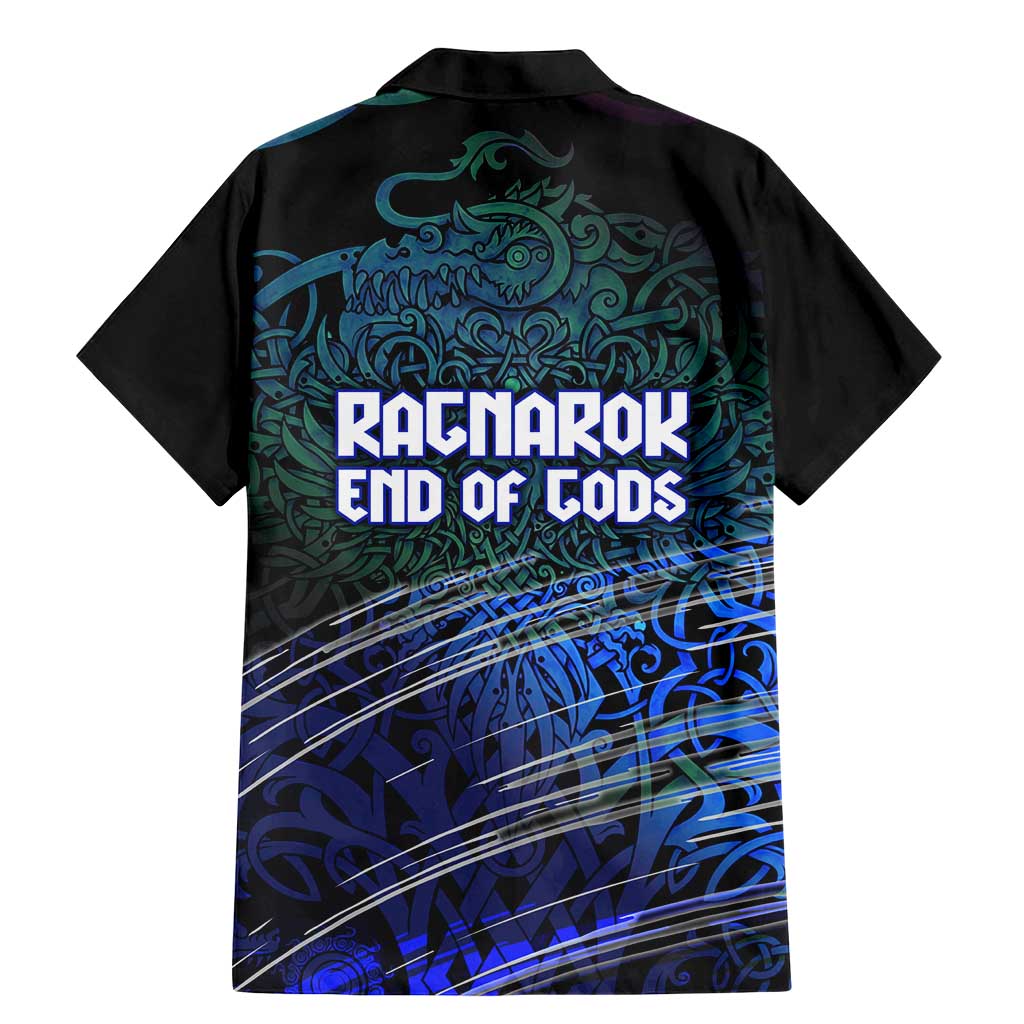 Fenrir Family Matching Mermaid Dress and Hawaiian Shirt with Blue Wolf, Runes and Ragnarok End of Gods Tribute - Wonder Print Shop