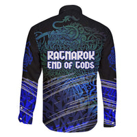 Fenrir Family Matching Off Shoulder Maxi Dress and Hawaiian Shirt with Blue Wolf, Runes and Ragnarok End of Gods Tribute - Wonder Print Shop