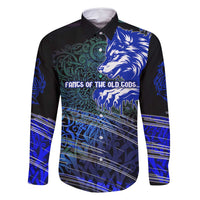Fenrir Family Matching Off Shoulder Short Dress and Hawaiian Shirt with Blue Wolf, Runes and Ragnarok End of Gods Tribute - Wonder Print Shop