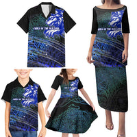 Fenrir Family Matching Puletasi and Hawaiian Shirt with Blue Wolf, Runes and Ragnarok End of Gods Tribute - Wonder Print Shop