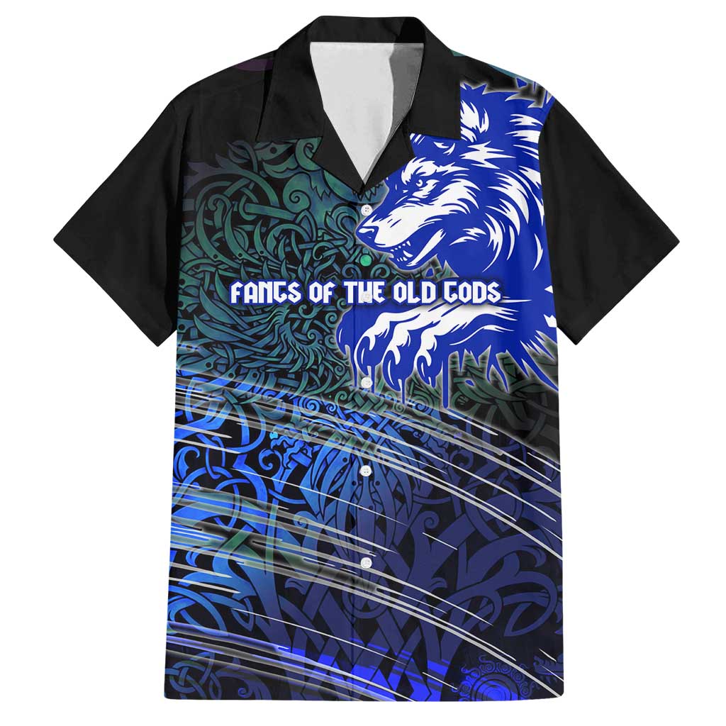Fenrir Family Matching Puletasi and Hawaiian Shirt with Blue Wolf, Runes and Ragnarok End of Gods Tribute - Wonder Print Shop