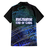 Fenrir Family Matching Summer Maxi Dress and Hawaiian Shirt with Blue Wolf, Runes and Ragnarok End of Gods Tribute - Wonder Print Shop