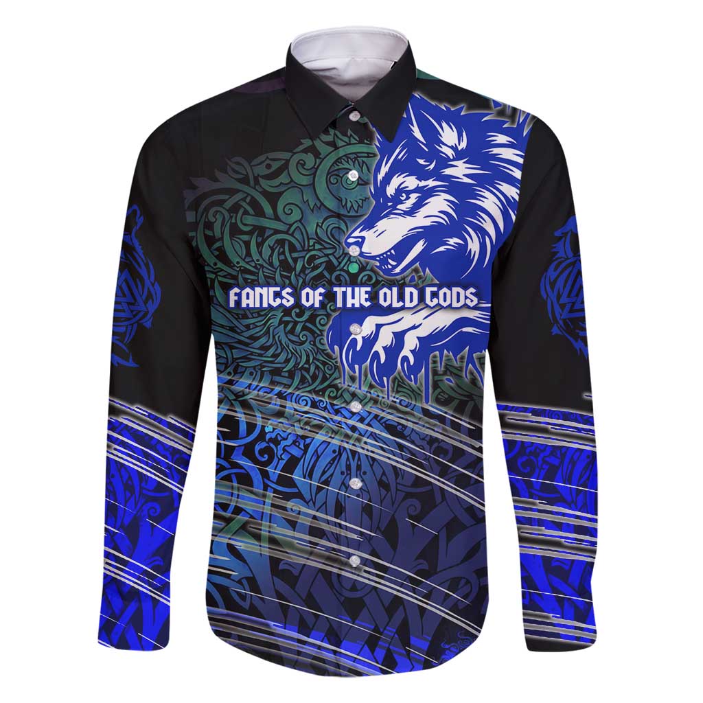 Fenrir Family Matching Summer Maxi Dress and Hawaiian Shirt with Blue Wolf, Runes and Ragnarok End of Gods Tribute - Wonder Print Shop