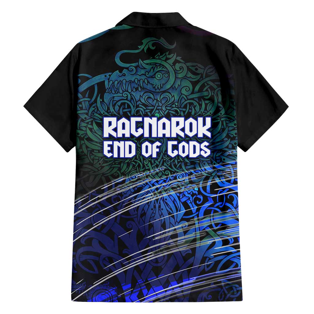 Fenrir Family Matching Tank Maxi Dress and Hawaiian Shirt with Blue Wolf, Runes and Ragnarok End of Gods Tribute - Wonder Print Shop