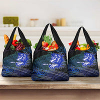 Fenrir Grocery Bag with Blue Wolf, Runes and Ragnarok End of Gods Tribute - Wonder Print Shop