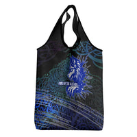 Fenrir Grocery Bag with Blue Wolf, Runes and Ragnarok End of Gods Tribute - Wonder Print Shop