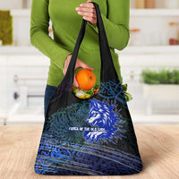 Fenrir Grocery Bag with Blue Wolf, Runes and Ragnarok End of Gods Tribute - Wonder Print Shop