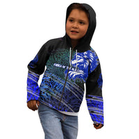 Fenrir Kid Hoodie with Blue Wolf, Runes and Ragnarok End of Gods Tribute - Wonder Print Shop