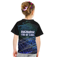 Fenrir Kid T Shirt with Blue Wolf, Runes and Ragnarok End of Gods Tribute - Wonder Print Shop
