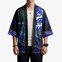 Fenrir Kimono with Blue Wolf, Runes and Ragnarok End of Gods Tribute - Wonder Print Shop