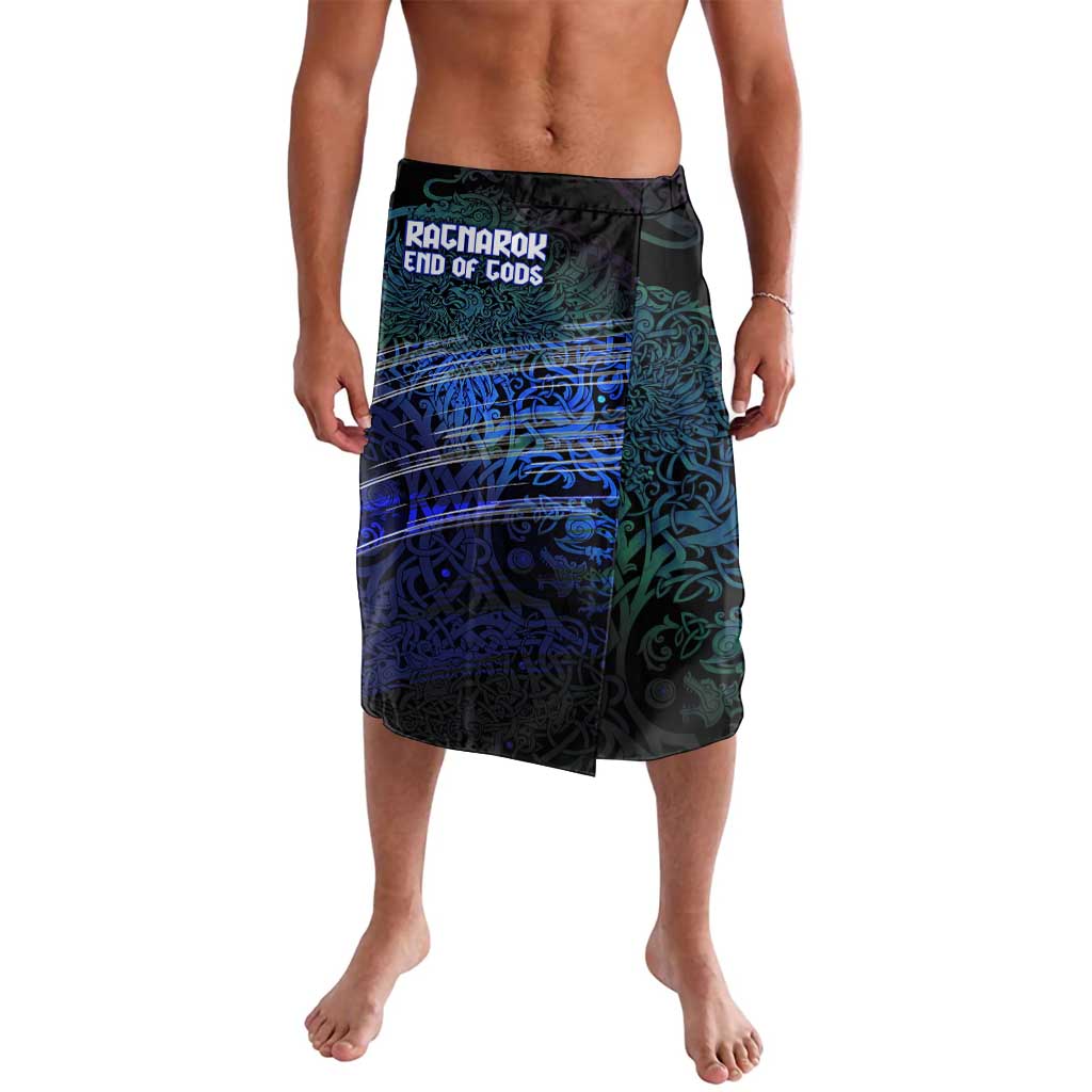 Fenrir Lavalava with Blue Wolf, Runes and Ragnarok End of Gods Tribute - Wonder Print Shop