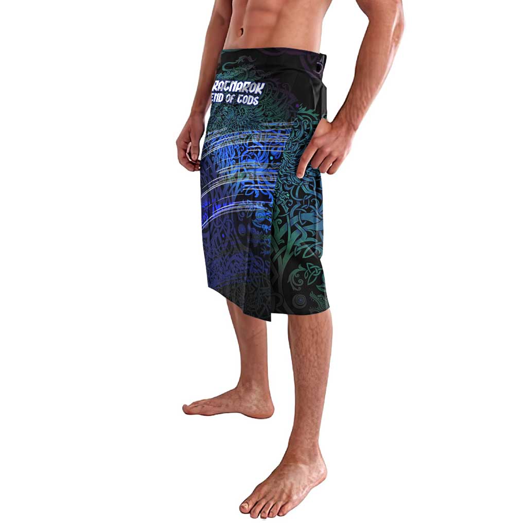 Fenrir Lavalava with Blue Wolf, Runes and Ragnarok End of Gods Tribute - Wonder Print Shop