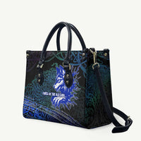 Fenrir Leather Bag with Blue Wolf, Runes and Ragnarok End of Gods Tribute - Wonder Print Shop