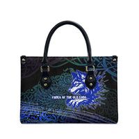 Fenrir Leather Bag with Blue Wolf, Runes and Ragnarok End of Gods Tribute - Wonder Print Shop