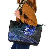Fenrir Leather Tote Bag with Blue Wolf, Runes and Ragnarok End of Gods Tribute - Wonder Print Shop