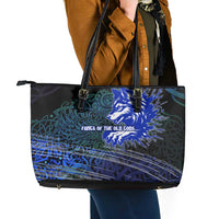 Fenrir Leather Tote Bag with Blue Wolf, Runes and Ragnarok End of Gods Tribute - Wonder Print Shop