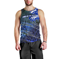 Fenrir Men Tank Top with Blue Wolf, Runes and Ragnarok End of Gods Tribute - Wonder Print Shop