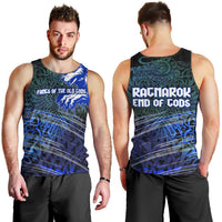Fenrir Men Tank Top with Blue Wolf, Runes and Ragnarok End of Gods Tribute - Wonder Print Shop