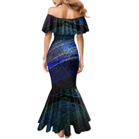 Fenrir Mermaid Dress with Blue Wolf, Runes and Ragnarok End of Gods Tribute - Wonder Print Shop