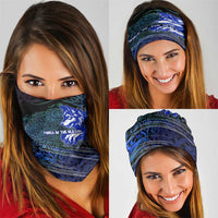 Fenrir Neck Gaiter with Blue Wolf, Runes and Ragnarok End of Gods Tribute - Wonder Print Shop