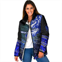 Fenrir Padded Jacket with Blue Wolf, Runes and Ragnarok End of Gods Tribute - Wonder Print Shop