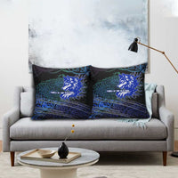 Fenrir Pillow Cover with Blue Wolf, Runes and Ragnarok End of Gods Tribute - Wonder Print Shop