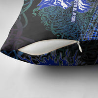Fenrir Pillow Cover with Blue Wolf, Runes and Ragnarok End of Gods Tribute - Wonder Print Shop