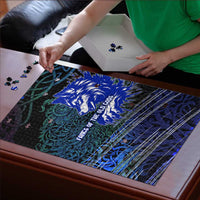 Fenrir Puzzle with Blue Wolf, Runes and Ragnarok End of Gods Tribute - Wonder Print Shop