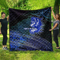 Fenrir Quilt with Blue Wolf, Runes and Ragnarok End of Gods Tribute - Wonder Print Shop