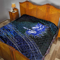 Fenrir Quilt with Blue Wolf, Runes and Ragnarok End of Gods Tribute - Wonder Print Shop