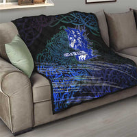 Fenrir Quilt with Blue Wolf, Runes and Ragnarok End of Gods Tribute - Wonder Print Shop