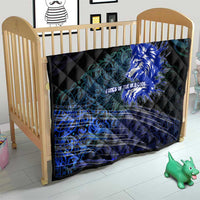 Fenrir Quilt with Blue Wolf, Runes and Ragnarok End of Gods Tribute - Wonder Print Shop