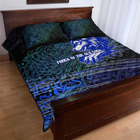 Fenrir Quilt Bed Set with Blue Wolf, Runes and Ragnarok End of Gods Tribute - Wonder Print Shop