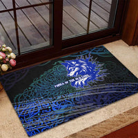 Fenrir Rubber Doormat with Blue Wolf, Runes and Ragnarok End of Gods Tribute - Wonder Print Shop