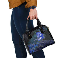 Fenrir Shoulder Handbag with Blue Wolf, Runes and Ragnarok End of Gods Tribute - Wonder Print Shop