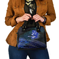 Fenrir Shoulder Handbag with Blue Wolf, Runes and Ragnarok End of Gods Tribute - Wonder Print Shop