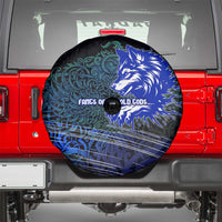 Fenrir Spare Tire Cover with Blue Wolf, Runes and Ragnarok End of Gods Tribute - Wonder Print Shop