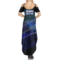 Fenrir Summer Maxi Dress with Blue Wolf, Runes and Ragnarok End of Gods Tribute - Wonder Print Shop