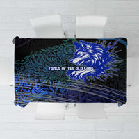 Fenrir Tablecloth with Blue Wolf, Runes and Ragnarok End of Gods Tribute - Wonder Print Shop