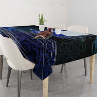 Fenrir Tablecloth with Blue Wolf, Runes and Ragnarok End of Gods Tribute - Wonder Print Shop