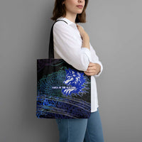 Fenrir Tote Bag with Blue Wolf, Runes and Ragnarok End of Gods Tribute - Wonder Print Shop
