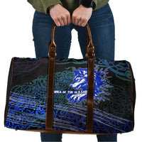 Fenrir Travel Bag with Blue Wolf, Runes and Ragnarok End of Gods Tribute - Wonder Print Shop