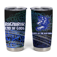 Fenrir Tumbler Cup with Blue Wolf, Runes and Ragnarok End of Gods Tribute - Wonder Print Shop