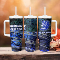 Fenrir Tumbler With Handle with Blue Wolf, Runes and Ragnarok End of Gods Tribute - Wonder Print Shop